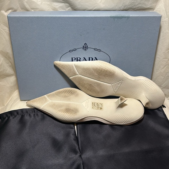 Prada Calzature Donna Blanco and Nero Nylon Bicolore EU 36.5 U.S. 6 - Picture 6 of 9